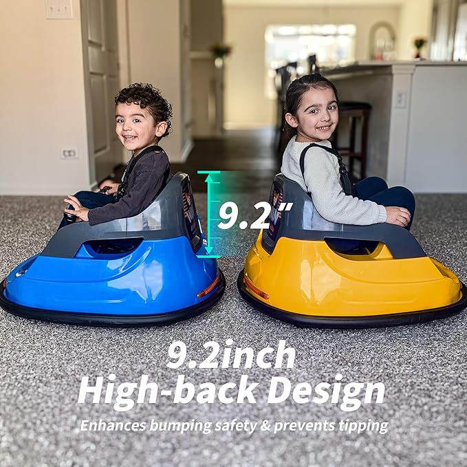 12V Kids Bumper Car, Electric Baby Bumper Car for Toddlers with Remote Control, 3 Speeds - Yellow-BubblyBeeBaby