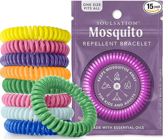 15 Pack Mosquito Repellent Bracelets, DEET-Free for Kids & Adults, Individually Wrapped Bands-BubblyBeeBaby