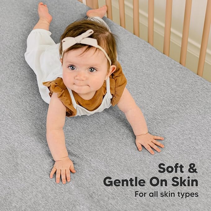 KeaBabies 2-Pack Organic Crib Sheets for Boys, Girls - 52x28 Fitted Crib Mattress Sheet Neutral, Breathable Jersey Cotton Cover for Baby Bed, Toddler Mattress, Soft & Cute Prints (Cloud)-BubblyBeeBaby