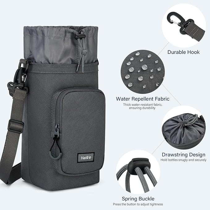 Insulated Water Bottle Carrier Bag with Strap Phone Pocket for 25/32/40/64 oz Tumbler Cup, Water Bottle Holder-BubblyBeeBaby