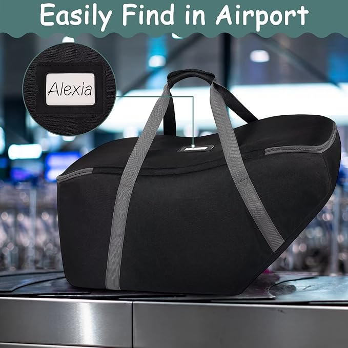 Car Seat Travel Bag Fit Graco SnugRide 35 Lite and Base, Chicco KeyFit 30 and Base, Car seat Bags for Air Travel, Padded Infant Carrier Bag with side pocket and Protective Feet, Extra small Bag-BubblyBeeBaby