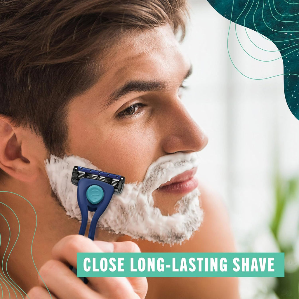 Preserve POPi Shave Razor Blades Refills - 5 Blade Razors for Men & Women - Ceramic Coated Shavers for Comfort with Aloe-Cocoa Butter Strip - Reusable Shaving Refill - 4 Pack