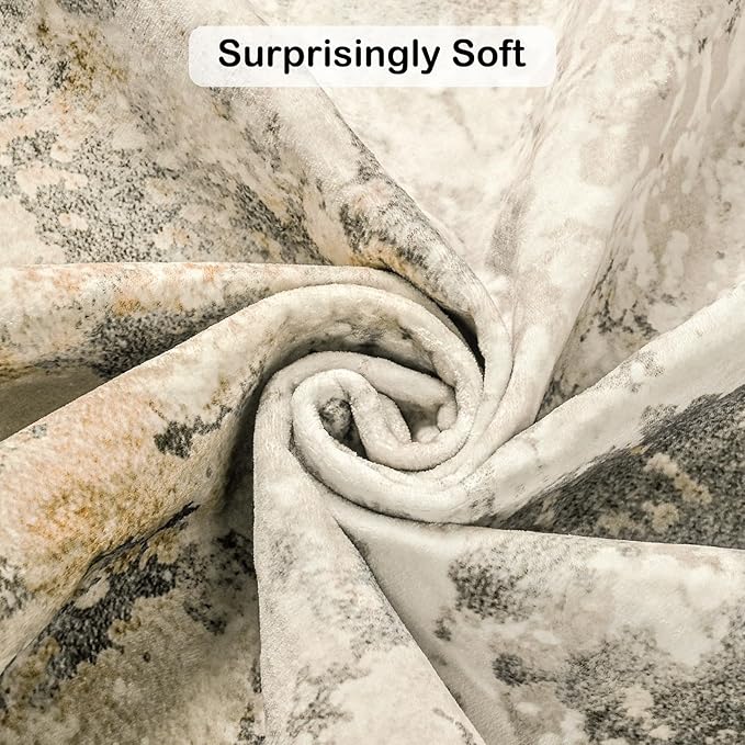 Kelarea 4x6 Rug for Living Room, Beige Washable Non-Slip Rugs, Low Pile Soft Modern Abstract Carpet for Bedroom, Kitchen, Dining Room, Classroom, Dorm, Nursery, Home Office-BubblyBeeBaby