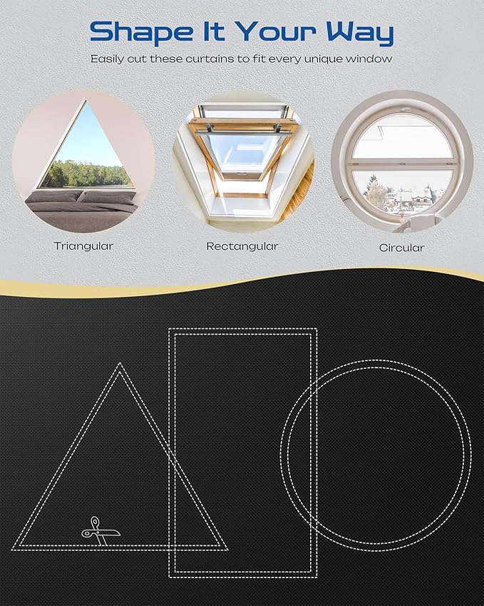 24" W x 48" L 100% Portable Blackout Curtains, Total Darkness No-Drill Black Out Window Cover,Temporary Blackout Shades with Hook & Loop Tape, for Bedroom, Nursery, Dorm, Travel (Black)-BubblyBeeBaby