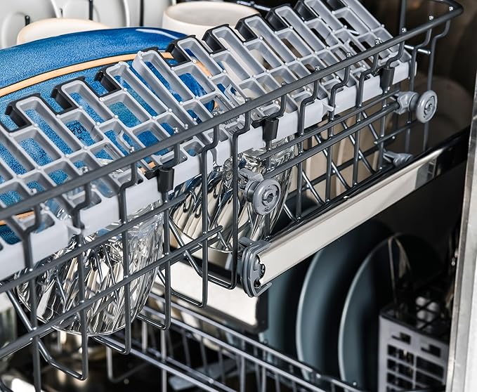 Kenmore 24" Built-in Stainless Steel Tub Dishwasher EasyFlex Third Rack, TurboDry, SmartWash & Reach-Thru Handle-15 Place Settings-45 DBA, Energy Star Certified, Fingerprint Resistant-BubblyBeeBaby