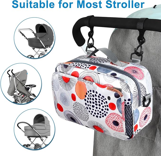 Accmor Stroller Organizer, Universal Stroller Organizer with Insulated Cup Holder Pocket, Dual Purpose Large Capacity Stroller Bag Caddy, Stroller Accessories Fits for Uppababy, Doona, Nuna Strollers-BubblyBeeBaby