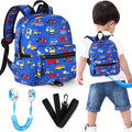 Accmor Toddler Backpack Leash with Anti Lost Wrist Link, Cute Mini Child Walking Harnesses Keep Kids Close Back Pack Rope Tether Rein for Baby Boys (Blue/Excavator)
