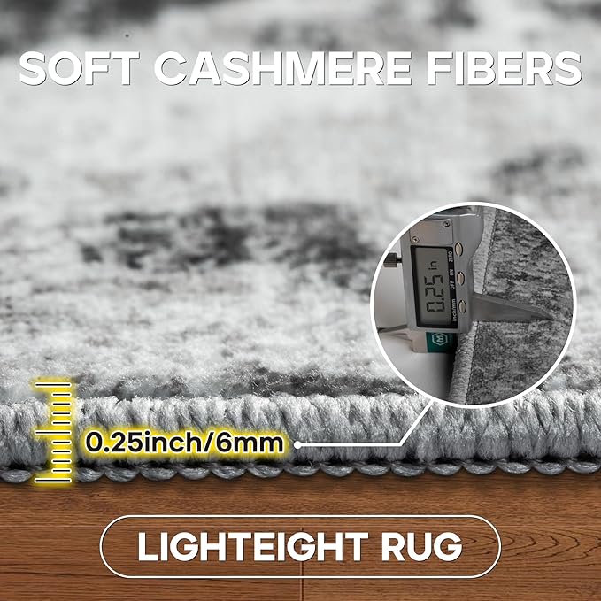 10x14 Area Rugs Large Living Room Rug Washable: Modern Abstract Rug Indoor Modern Carpet Non Slip for Dining Room Bedroom Nursery Home Office Black Grey-BubblyBeeBaby