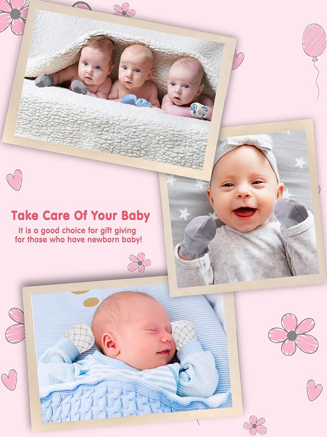 24 Pairs Newborn Baby Mittens Unisex Cute Glove No Scratch Baby Mittens Gloves for 0-6 Months Boys Girls-BubblyBeeBaby