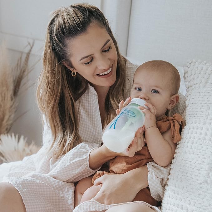 Dr. Brown's Natural Flow Anti-Colic Options+ Wide-Neck Baby Bottles 9 oz/270 mL,with Level 1 Slow Flow Nipple,4 Count,0m+-BubblyBeeBaby