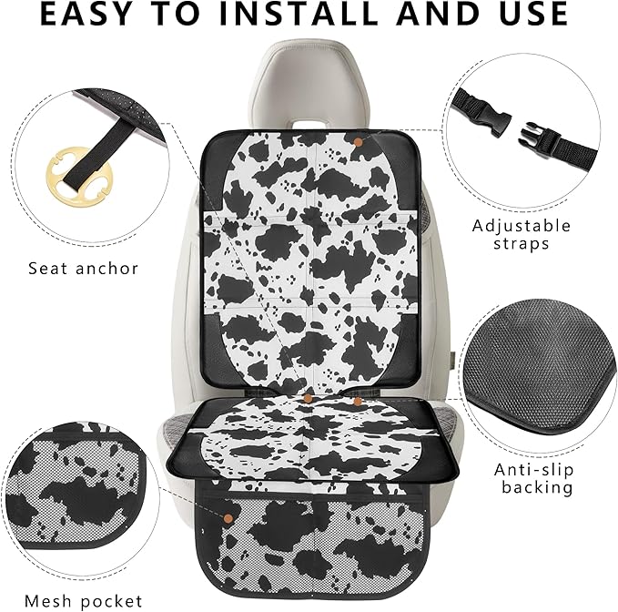 Car Seat Protector for Child Car Seat, 2 Pack Baby Car Seat Covers with Mesh Pockets & Non-Slip Backing 600D Durable Seat Protector-BubblyBeeBaby