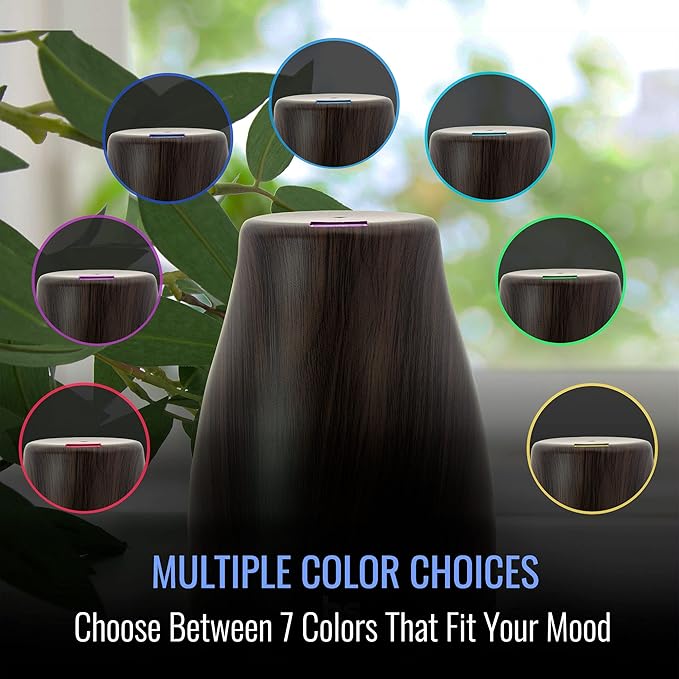 HealthSmart Essential Oil Diffuser, Cool Mist Humidifier and Aromatherapy Diffuser with 150ML Tank Ideal for Small Rooms, Adjustable Timer and Mist Mode, Wood Grain Brown-BubblyBeeBaby