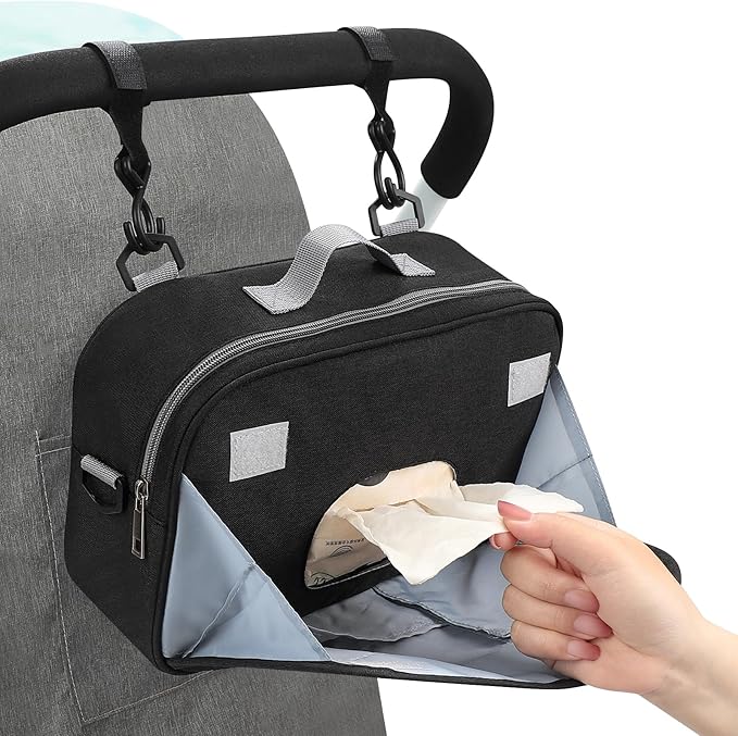 Accmor Stroller Organizer, Universal Stroller Organizer with Insulated Cup Holder Pocket, Dual Purpose Large Capacity Stroller Bag Caddy, Stroller Accessories Fits for Uppababy, Doona, Nuna Strollers-BubblyBeeBaby