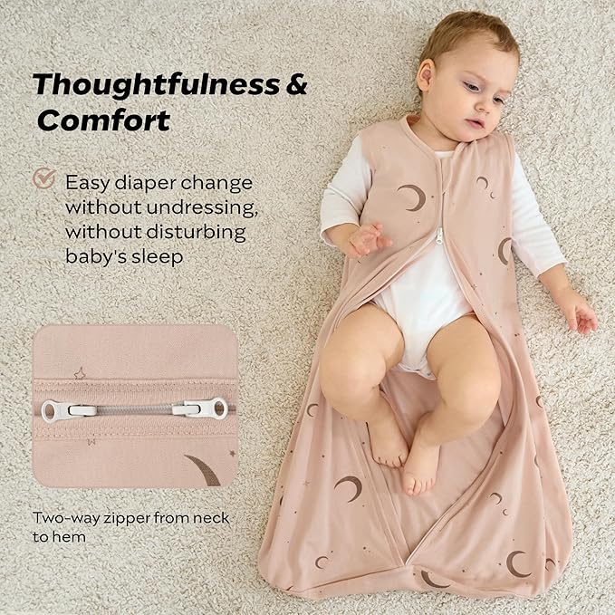 JELLYMONI Baby Sleep Sack 6-12 Months, 100% Cotton 3 Pack 0.5 TOG Baby Wearable Blanket Infant Sleep Sack with 2-Way Zipper Newborn Sleep Sacks-BubblyBeeBaby