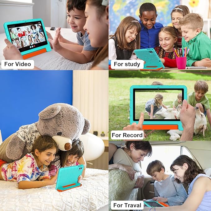 2025 Kids Tablet 10 inch Android 14 Tablets for Kid Octa-Core, 20GB+128GB (TF 1TB), Toddler Tablet with Shockproof Case, 2.4G+5G WiFi 6, Parental Control, Face Unlocked, Split Screen, BT5.0 (Green)-BubblyBeeBaby