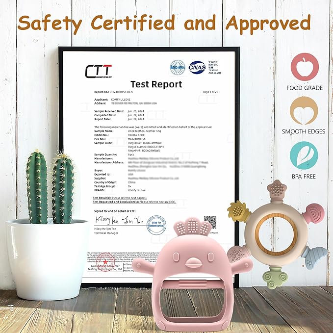 2 Pack Baby Teething Toys for 0-6 & 6-12 Months, Food Grade Silicone Teething Mitten No Drop Teether and Ring Teether, BPA Free, One-Piece, CPC Certified Baby Chew Toys for Sucking Needs-BubblyBeeBaby