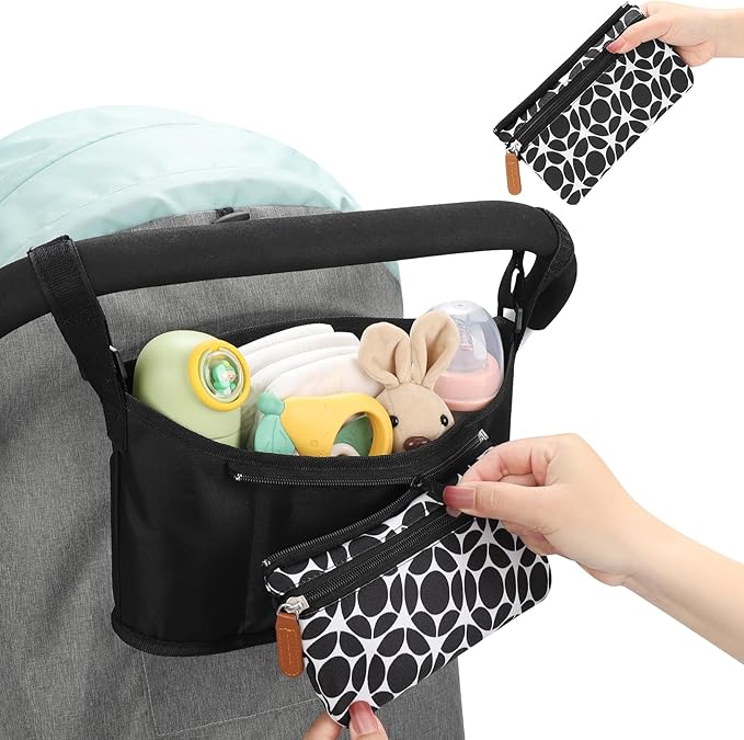 Accmor Universal Stroller Organizer with Detachable Phone Bag, Stroller Bag Caddy Organizer Stroller Accessories for Uppababy, Baby Jogger, Nuna, Doona, Britax Strollers-BubblyBeeBaby