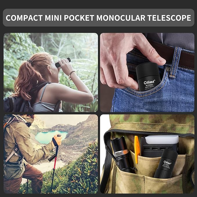 10x25 Monocular Telescope, Compact Mini Pocket Size Waterproof Fogproof for Bird Watching Hiking Camping, Black-BubblyBeeBaby
