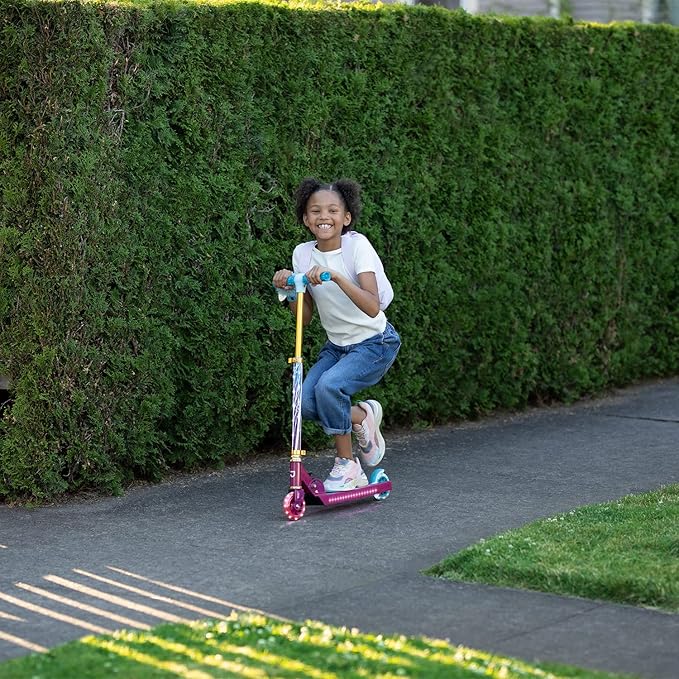 Jetson Character Kids Kick Scooter, LED Lights on Stem & Light-Up Wheels, Lightweight Frame, Height-Adjustable Handlebar, Lean-to-Steer System, Easy-Fold Mechanism-BubblyBeeBaby
