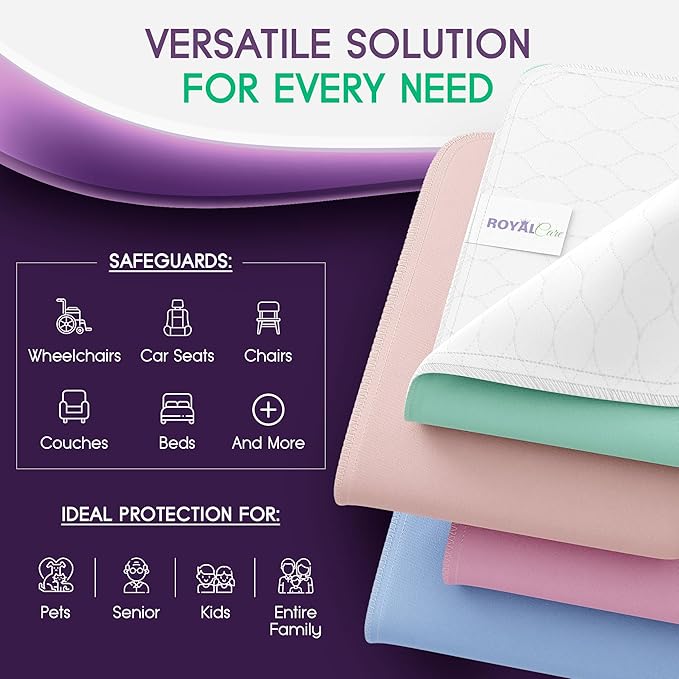 Incontinence Bed Pads - Reusable Waterproof Underpad Chair, Sofa and Mattress Protectors - Highly Absorbent, Machine Washable - for Children, Pets and Seniors (30x36 (Pack of 4), Multi-Color)-BubblyBeeBaby