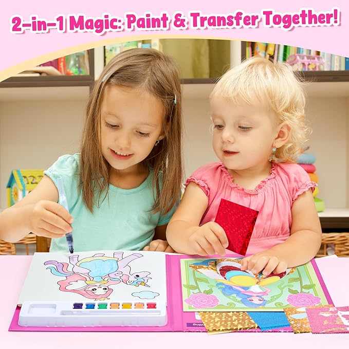 JoyCat Paint with Water Coloring Books, Art & Craft Activity, Princess No Mess Art for Kids Ages 4-8, Craft Kits & Supplies, DIY Creative Activity, Presents for Girls & Boys-BubblyBeeBaby