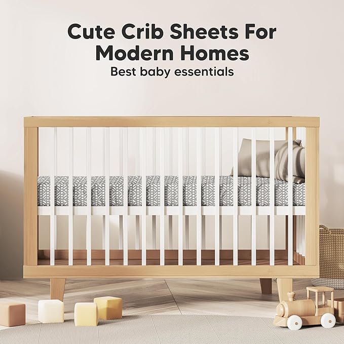 KeaBabies 2-Pack Organic Crib Sheets for Boys, Girls - 52x28 Fitted Crib Mattress Sheet Neutral, Breathable Jersey Cotton Cover for Baby Bed, Toddler Mattress, Soft & Cute Prints (Nordic)-BubblyBeeBaby