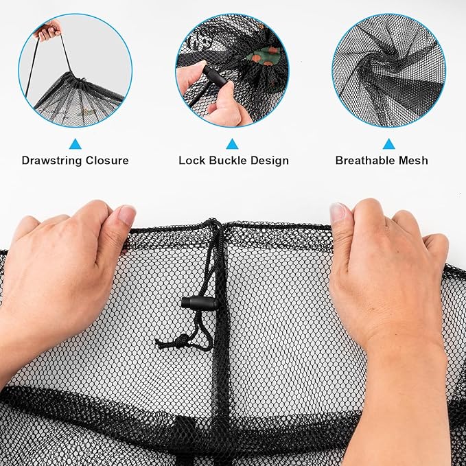 2 Pack Mesh Laundry Bags, Large Travel Laundry Washing Bags for Dirty Clothes Storage, 24" X 36" Washable Heavy Duty Laundry Net Bag With Drawstring for College Dorm, Hamper, Room, Laundromat (Black)-BubblyBeeBaby