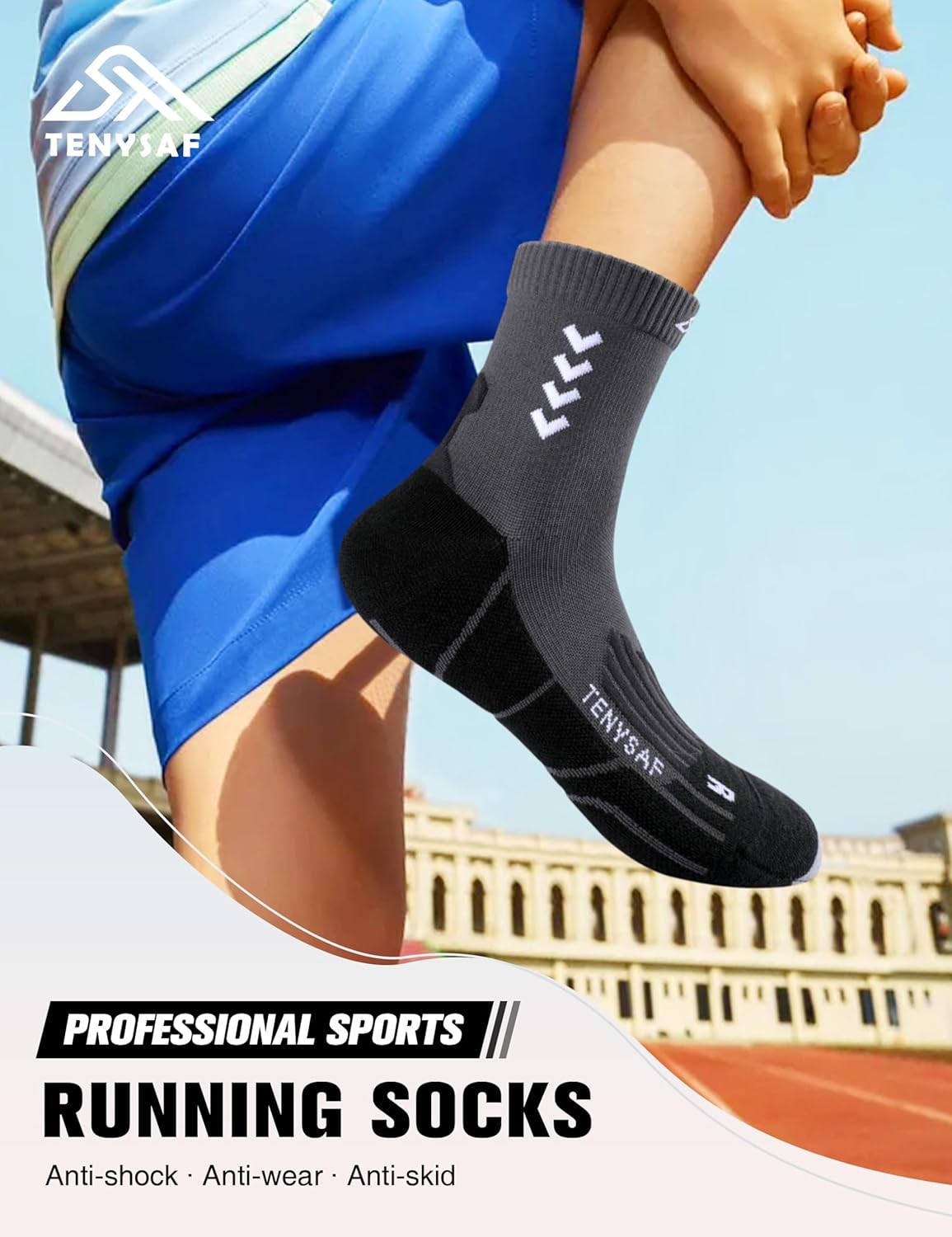 Compression Crew Running Socks: Athletic Socks for Men Women with Cushion,3 Pairs Work Hiking Basketball Sport Socks