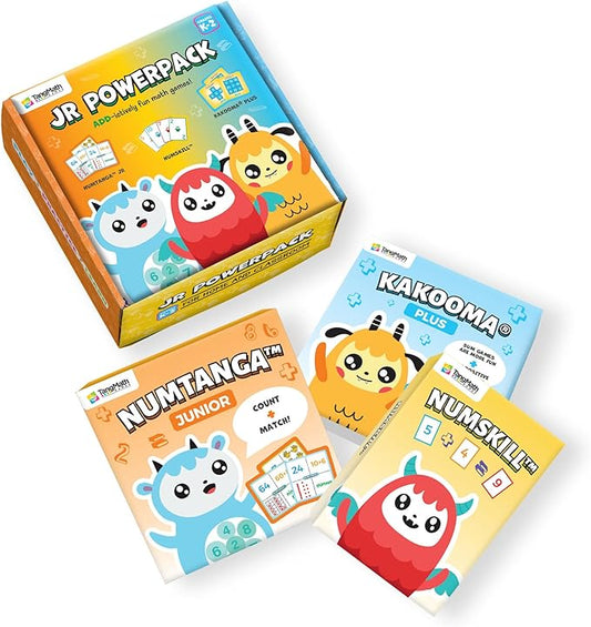 Kakooma JR PowerPack Math Games (Grades K-2) – Set of 3 Fun & Educational Card Games – Perfect for Home Learning, Fact Fluency & Enrichment-BubblyBeeBaby