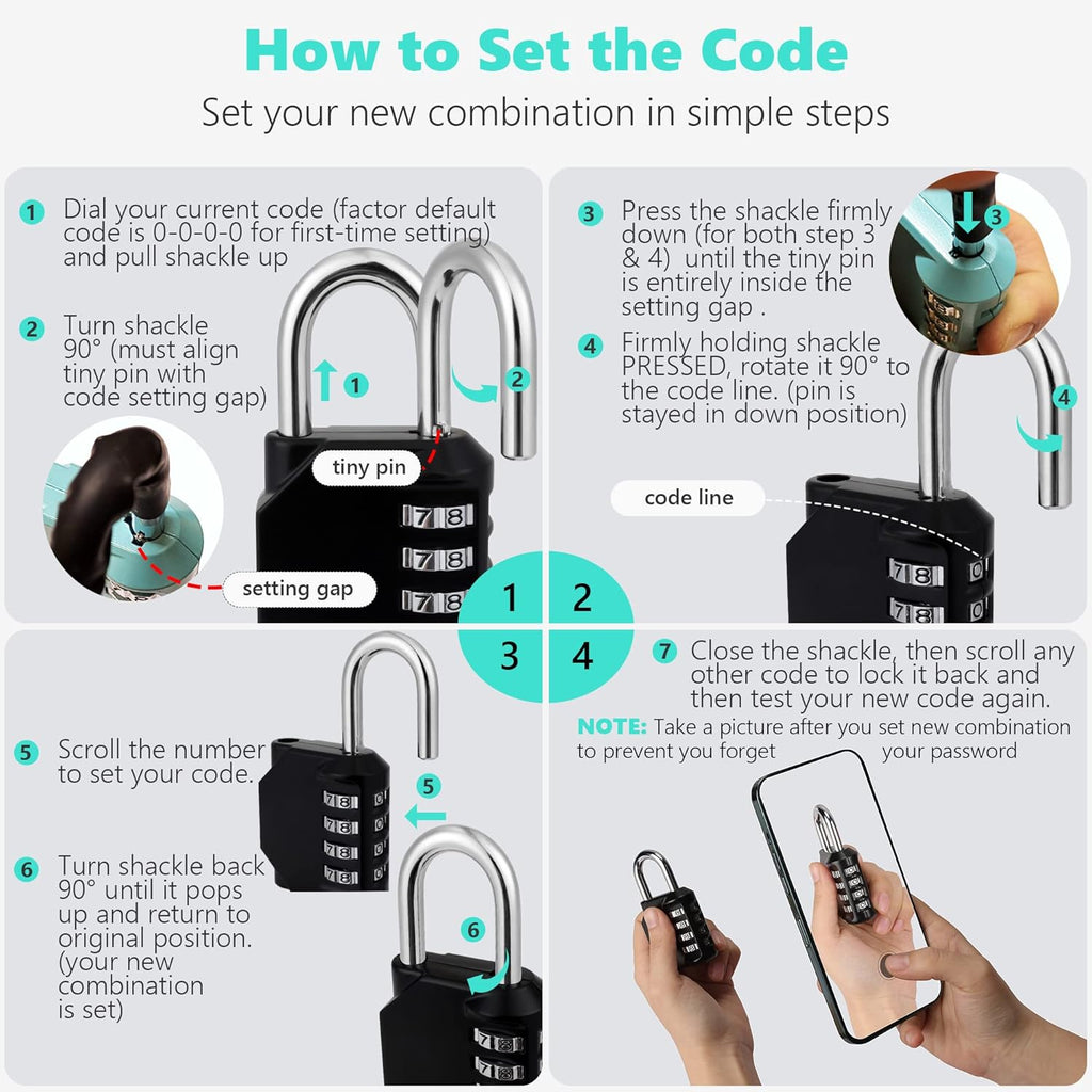 CL11BG Combination Lock, 4 Digit Outdoor Combination Padlock Set Your own Combination for Gym Locker Lock, School, Gates, Doors, Toolbox, Hasps and Storage (Blue-Gray *1)