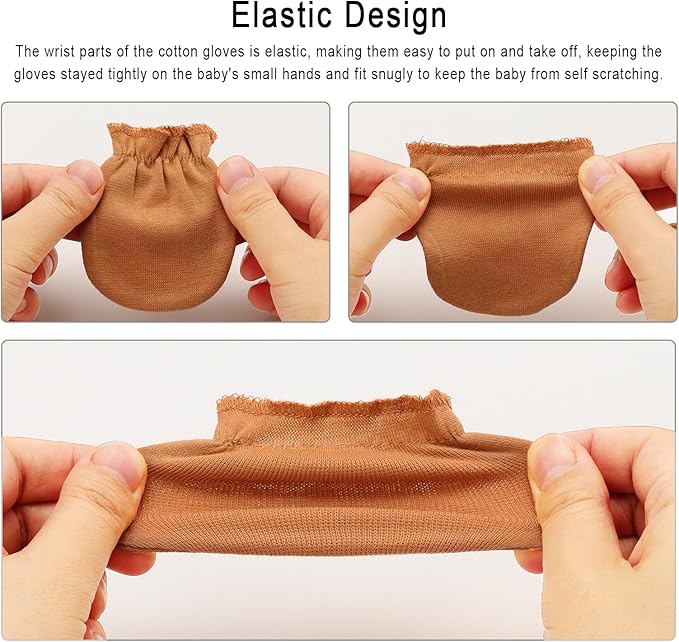 BQUBO Newborn Infant Toddler Mittens No Scratch Cotton Elastic Wrist Gloves Hypoallergenic for 0-6 Months Baby Boys Girls-BubblyBeeBaby