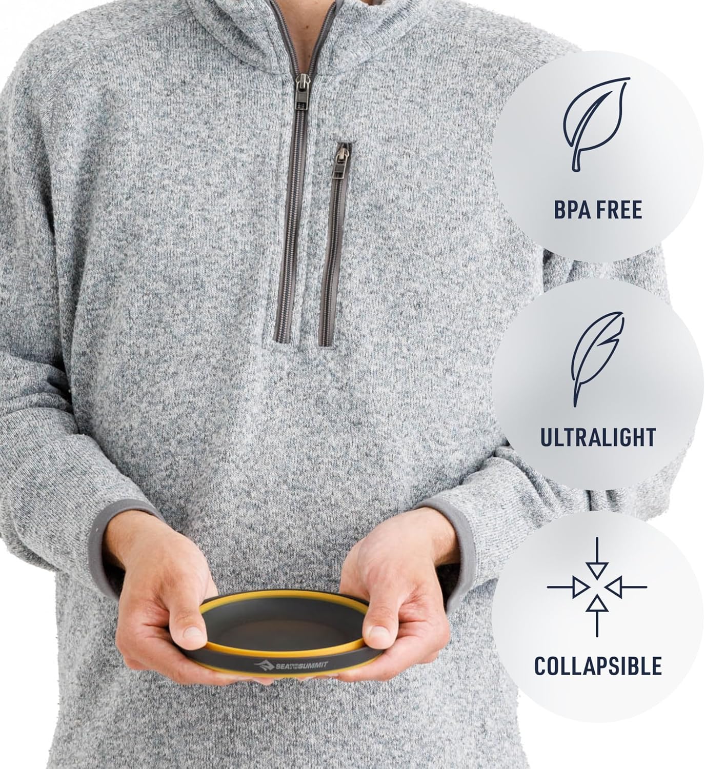 Sea to Summit Frontier Ultralight Collapsible Bowl, Large (30 fl oz), Sulphur Yellow