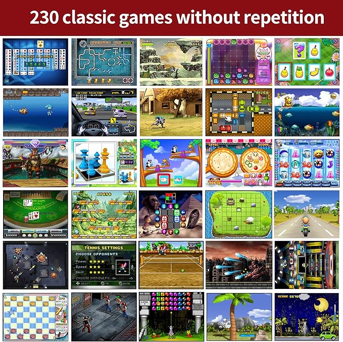 16 Bit Handheld Game for Kids Built-in 230 HD Classic Retro Video Games USB Rechargeable 3.0 Inch Childrens Travel Electronics Toys Portable Gaming Player System Gift for Boys Girls Ages 4-8-12-BubblyBeeBaby