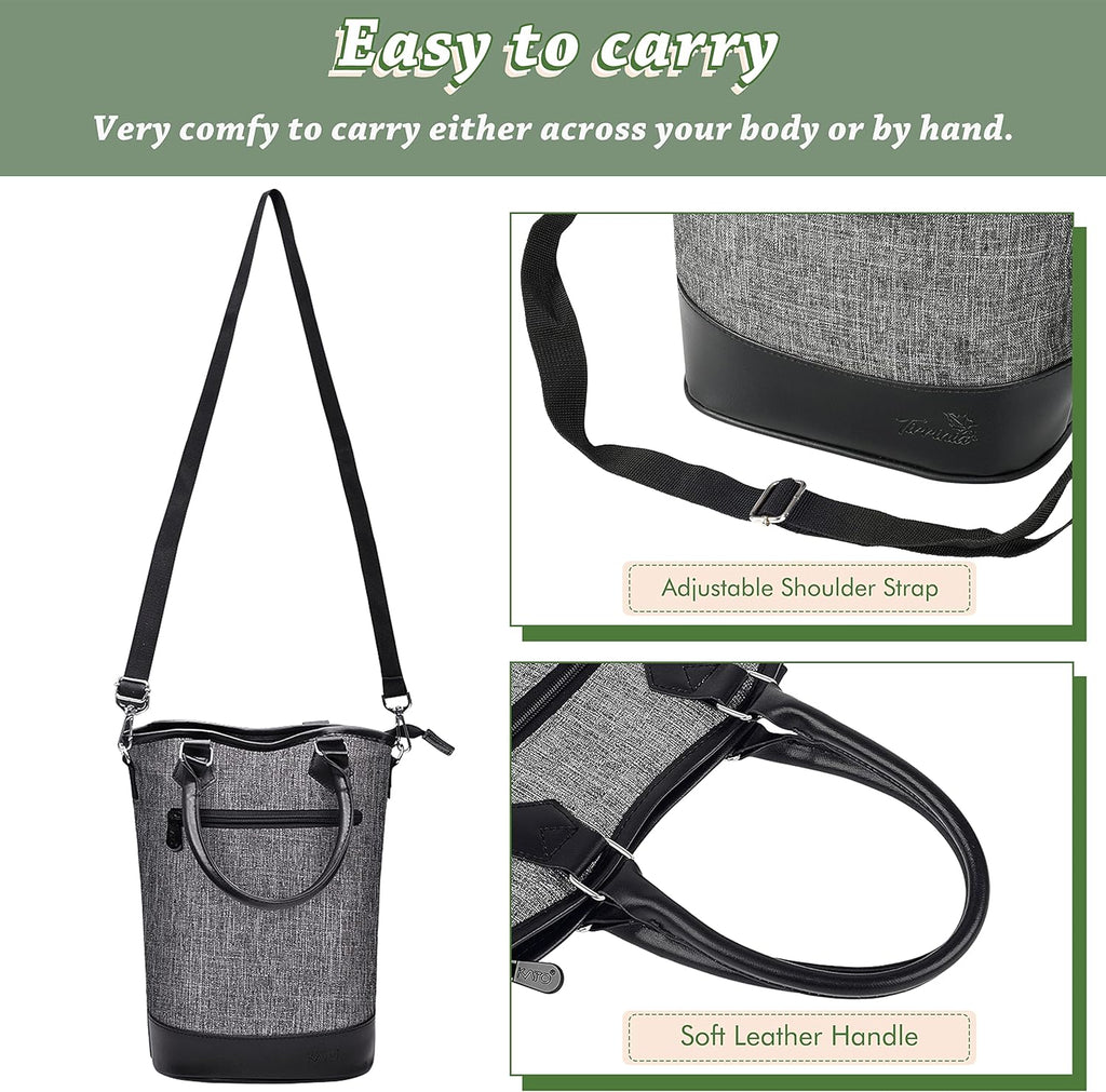 Tirrinia Insulated Wine Gift Carrier Tote - Travel Padded 2 Bottle Wine/Champagne Cooler Bag for Portable Wine Bottle Carrying Case, Women Men Event party, Gift for Wine Lovers