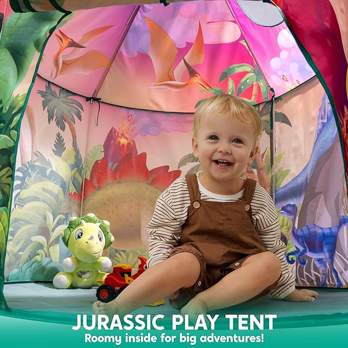 JOYIN Dinosaur Play Tent for Kids, Pop Up Play Tent for Boys & Girls, Kids Indoor Outdoor Dinosaur Playhouse Tent Set for Toddlers Birthday-BubblyBeeBaby