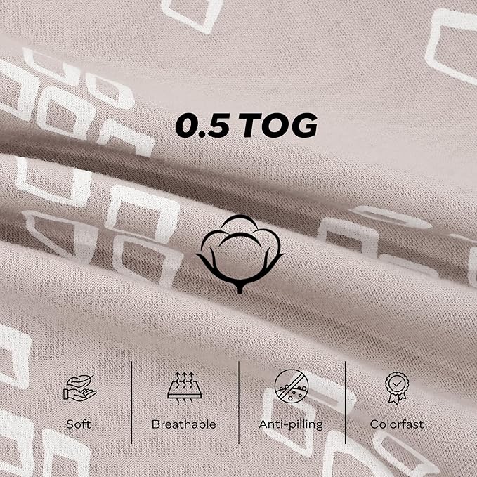 JELLYMONI Baby Sleep Sack 0-6 Months, 100% Cotton 3 Pack 0.5 TOG Baby Wearable Blanket Infant Sleep Sack with 2-Way Zipper Newborn Sleep Sacks-BubblyBeeBaby