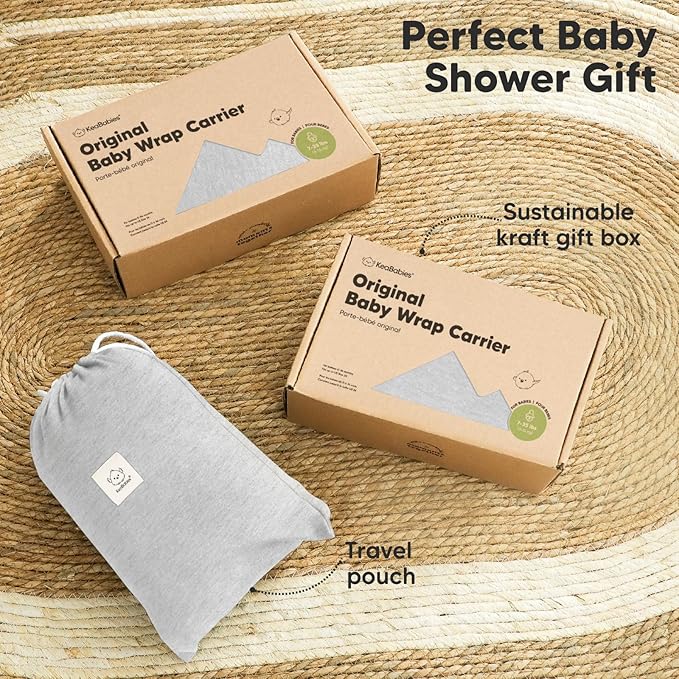 KeaBabies Baby Wrap Carrier - All in 1 Original Baby Carrier Newborn to Toddler Sling, Easy to Wear, Hands Free Bonding, Lightweight, Breathable Infant Wraps (Light Heather)-BubblyBeeBaby