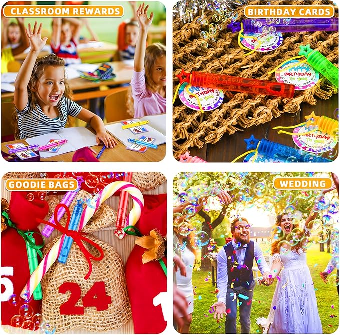 200 Pack Star Bubble Wands,Party Favors Supplies for Toddlers Kids’ Birthday, Summer Outdoor Celebrations,School Classroom Carnival Prize Giveaways,Bulk Gift Box as Goody Bags Stuffer-BubblyBeeBaby