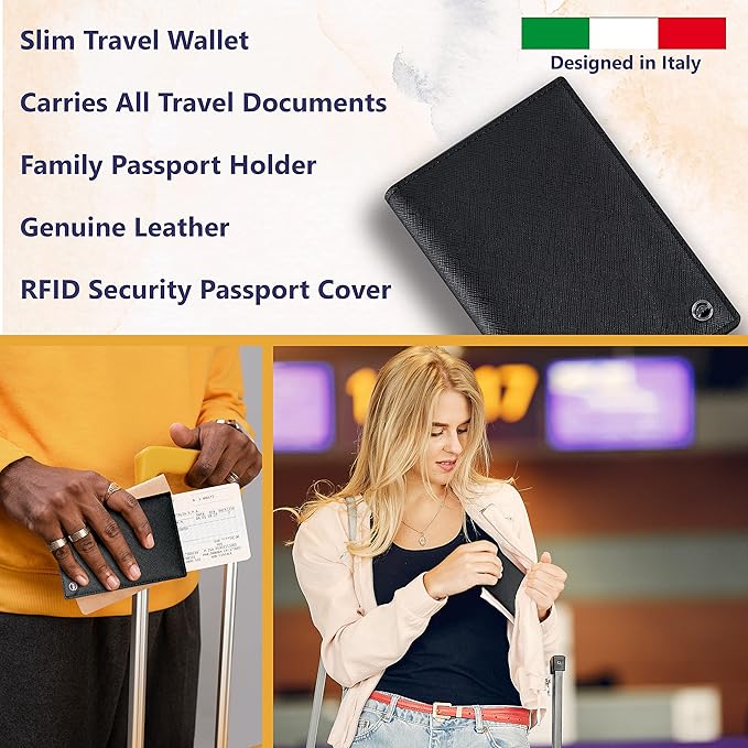 2 Passport Holder - Travel Essentials, RFID Blocking Wallet Credit Card Organiser, Plain Accessories Slim Cover For Men & Women-BubblyBeeBaby