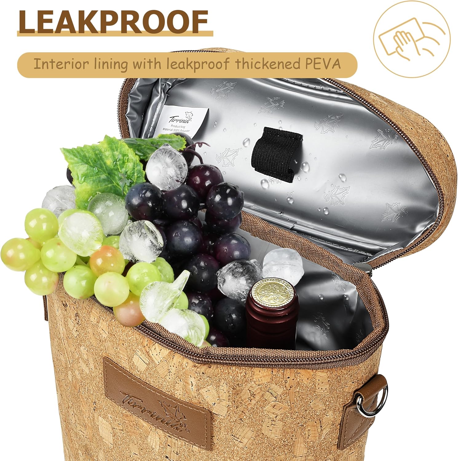 Tirrinia 2 Bottle Wine Gift Tote Carrier - Leakproof & Insulated Padded Versatile Wine Cooler Bag for Travel, BYOB Restaurant, Wine Tasting, Party, Dinner,Gift for Wine Lovers, Cork