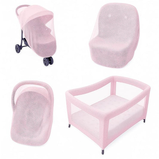 Enovoe Mosquito Net for Stroller and Baby Crib - Durable Mesh Bug Net Cover with Elastic Edge - Fits Strollers, Bassinets, Playards, and Mini Cribs - Travel Essential for Newborns - 63x64-Inch (White)-BubblyBeeBaby