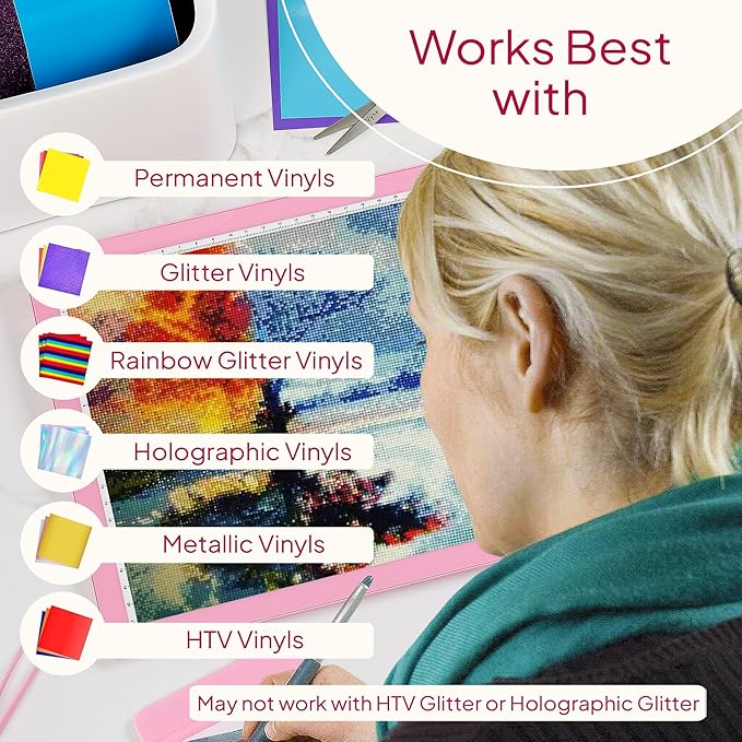 iVyne Rechargeable A4 Light Pad for Tracing & Weeding - LED Light Board for Weeding Vinyl - for Cricut Vinyl Weeding Tools - Ultra-Thin & Portable - Perfect for Artists & Crafters - Pink-BubblyBeeBaby