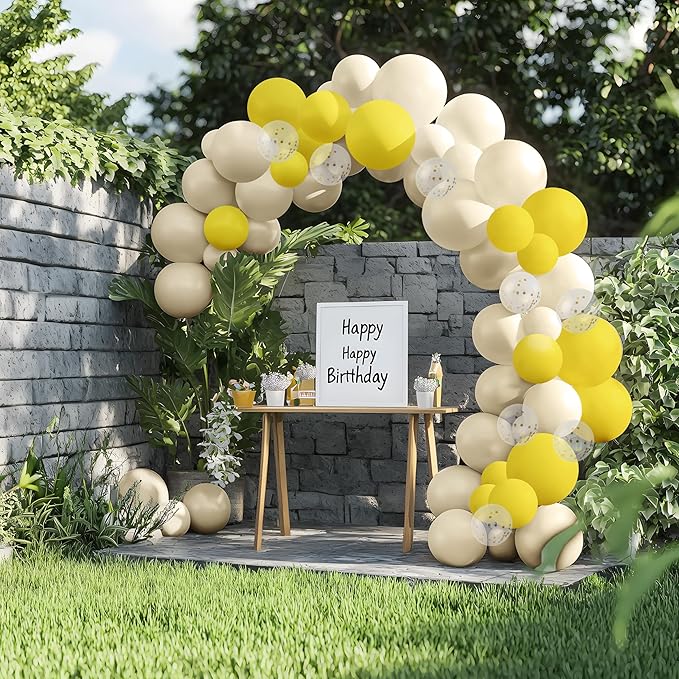 JOYIN 150 Pcs Sand White Balloons, Different Sizes 18 12 10 5 Inch Sand White Latex Balloon Arch Kit with Instruction for Birthday Party Graduation Wedding Holiday Decoration-BubblyBeeBaby