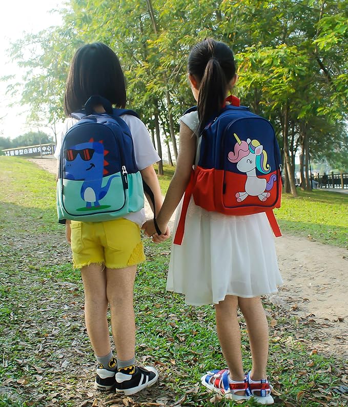 12 inch Kids Small Toddler Preschool Travel Backpack Cool Cute Cartoon Daypack (Little Red Unicorn)-BubblyBeeBaby