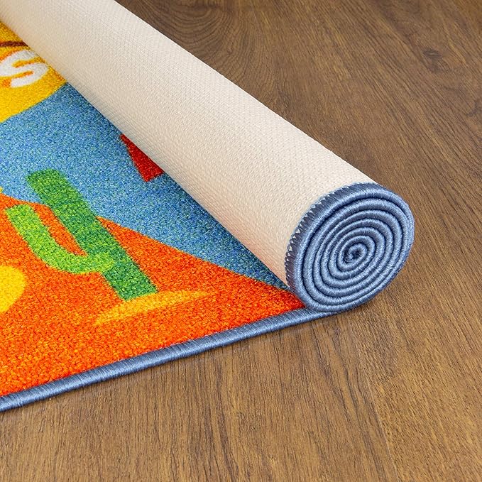 KC Cubs 3x5 USA United States Map Toy Car Road Rug – Educational Play Mat Carpet for Kids, Toddlers, Nursery, Classroom, Playroom, Baby Daycare-BubblyBeeBaby