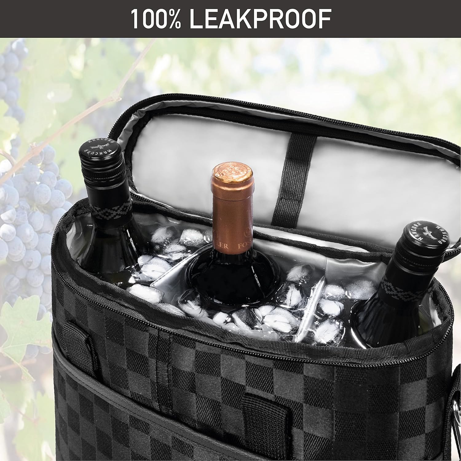 OPUX 3 Bottle Wine Carrier Tote, Insulated Leakproof Wine Cooler Bag, Wine Travel Bag Tote for Picnic BYOB Beach, Portable Wine Bottle Carrying Case, Gift for Wine Lover Women Men Christmas