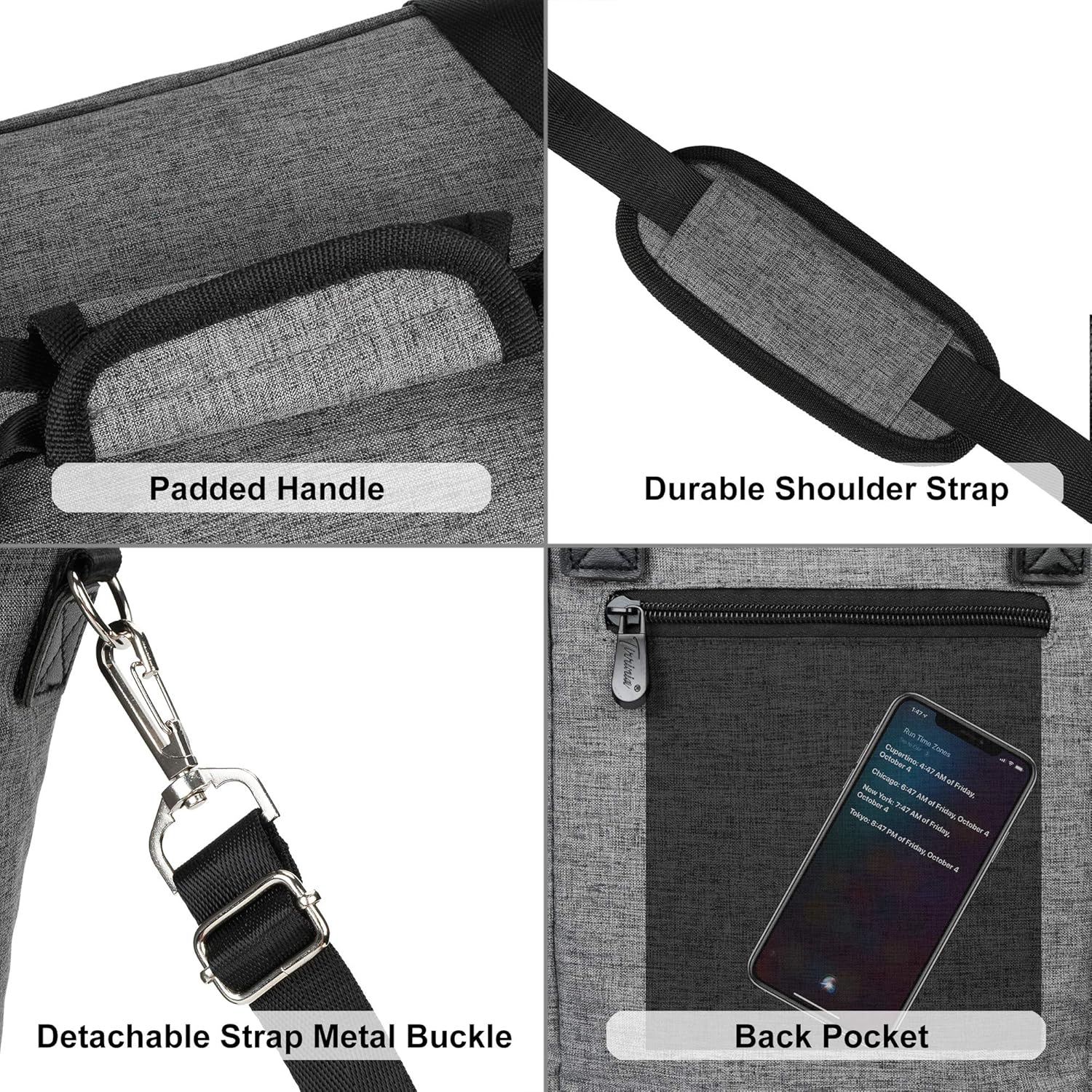 Tirrinia 6 Bottle Wine Cooler Bag - Insulated Padded Portable Versatile Wine Gift Carrier Tote Bag for Travel, BYOB Restaurant, Wine Tasting, Party, Pecfect Gift for Wine Lover, Grey