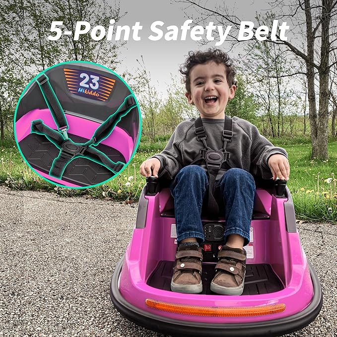12V Kids Bumper Car, Electric Baby Bumper Car for Toddlers with Remote Control, 3 Speeds - Pink-BubblyBeeBaby