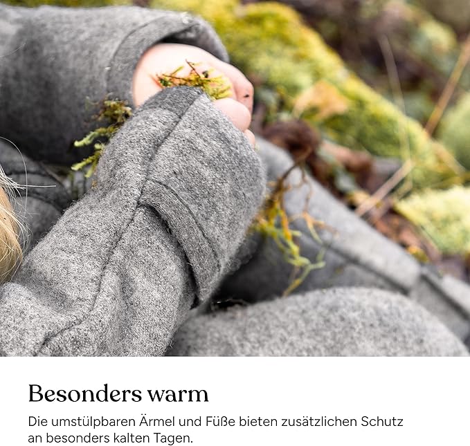 Ehrenkind® WOOLEN JUMPSUIT for Infants and Kids, Warm infant One-Piece made of natural virgin wool with zipper-BubblyBeeBaby