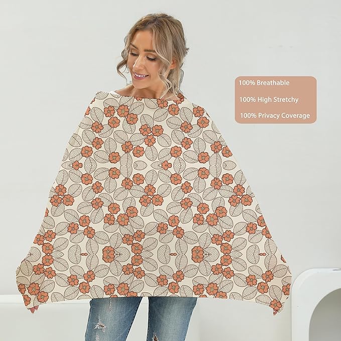 Breathable Car Seat Cover for Babies – Multi-Purpose Soft Rayon Nursing Cover for Breastfeeding, High Stretchy Infant Carseat Canopy, Stroller Cover (Smooth Rayon, Warm Floral)-BubblyBeeBaby